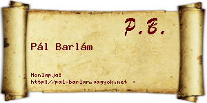 Pál Barlám névjegykártya